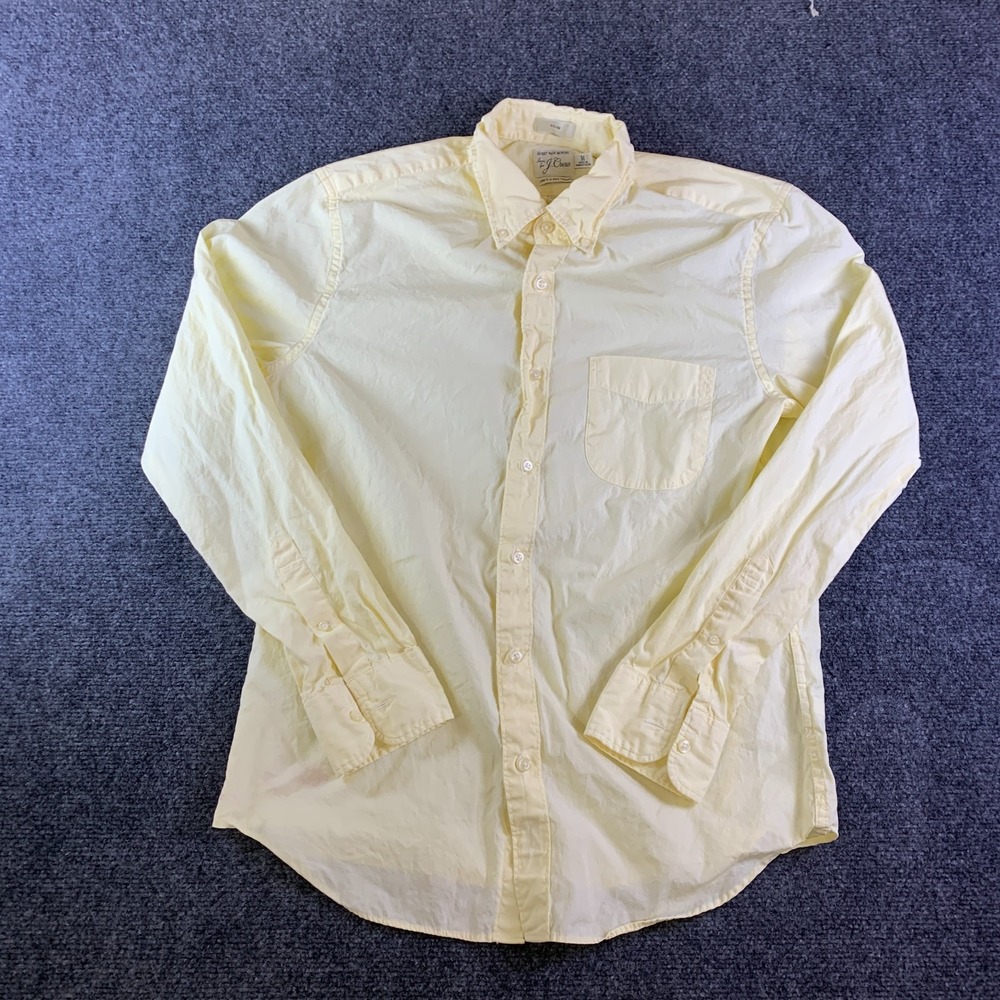 J.Crew Secret Wash Shirt Mens M Yellow Slim Fit 100's 2-Ply Yarns Button Down